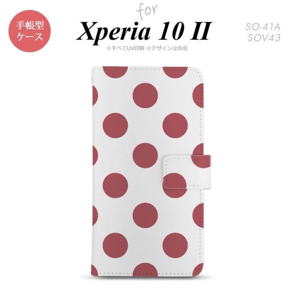 Xperia10 II 手帳型 スマホケース 全面印刷 おしゃれ ストラップホール有り ドット 水玉...