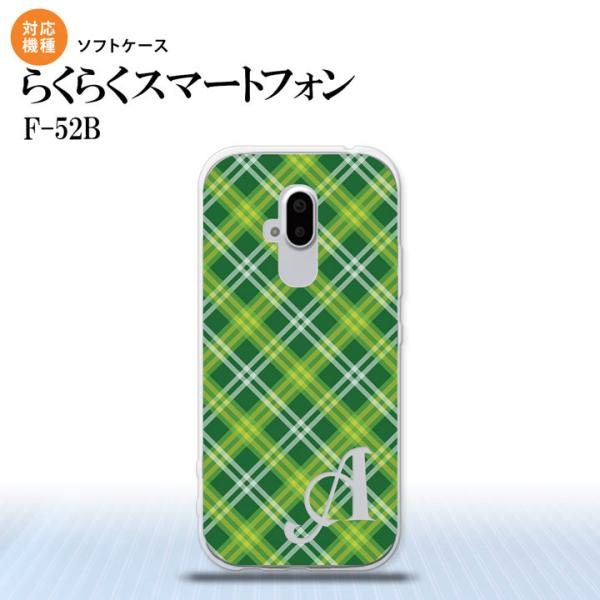 F52B F-52B スマホケース ソフトケース チェック A 緑 +アルファベット nk-f52b...