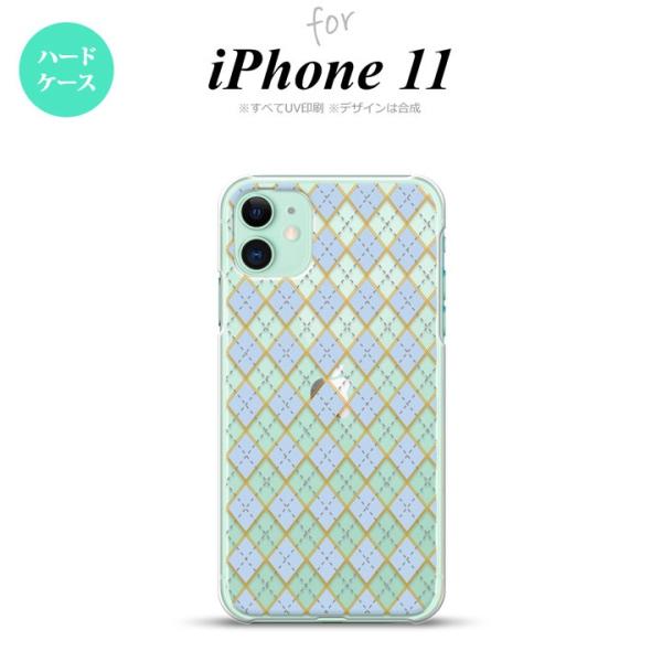 iPhone11 ケース ハードケース アーガイル クリア 青 nk-i11-1414