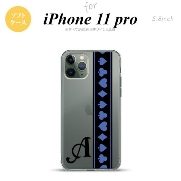 iPhone11pro ケース ソフトケース トランプ 帯 黒 青 +アルファベット nk-i11p...