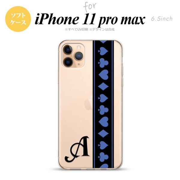 iPhone11pro max ケース ソフトケース トランプ 帯 黒 青 +アルファベット nk-...