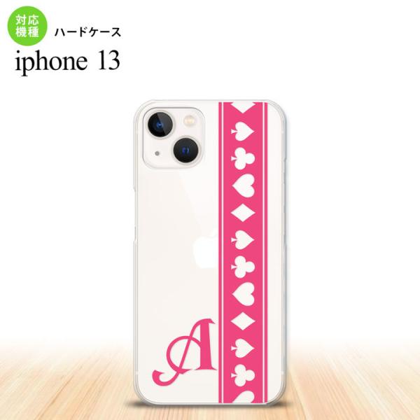 i13 iPhone13 ケース ハードケース トランプ 帯 ピンク クリア +アルファベット 人気...