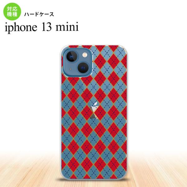 iPhone13mini iPhone13 mini ケース ハードケース アーガイル クリア 赤 ...