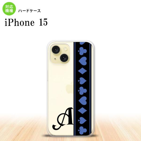 iPhone15 iPhone15 スマホケース ハードケース トランプ 帯 黒 青 +アルファベッ...