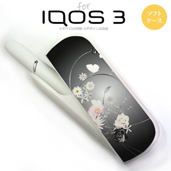 iQOS3 アイコス3 iqos3 ケース カバー ソフトケース 花柄・ミックス 黒 nk-iqos...