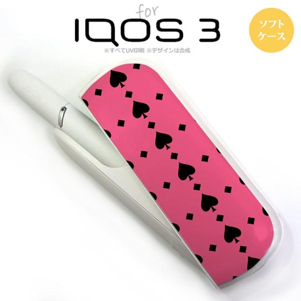 iQOS3 アイコス3 iqos3 ケース カバー ソフトケース トランプ(スペード) ピンク×黒 ...