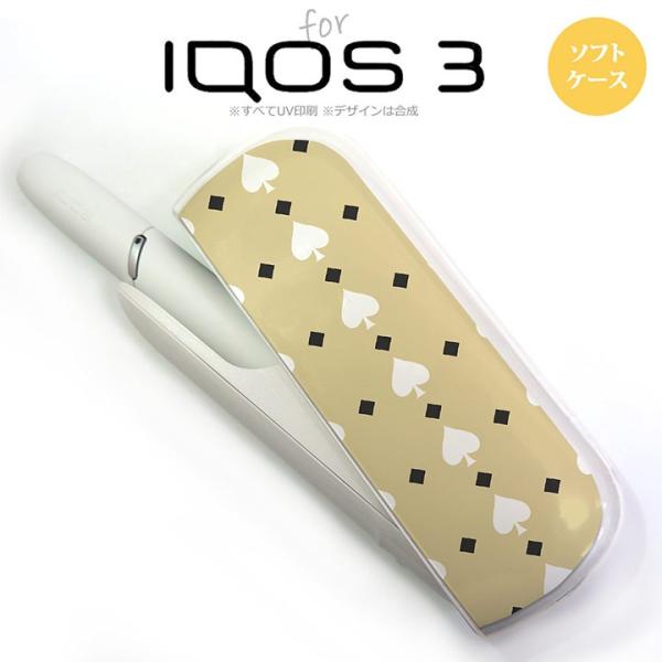 iQOS3 アイコス3 iqos3 ケース カバー ソフトケース トランプ(スペード) ベージュ×白...