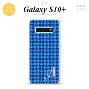 SC-04L SCV42 Galaxy S10+ スマホケース ソフト カバー 千鳥 格子 小 青 ...