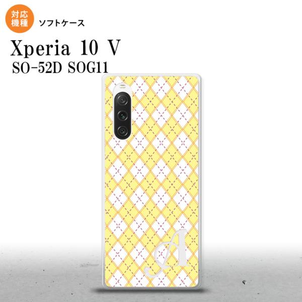 Xperia10V Xperia10V スマホケース 背面ケースソフトケース アーガイル 黄 紫 +...