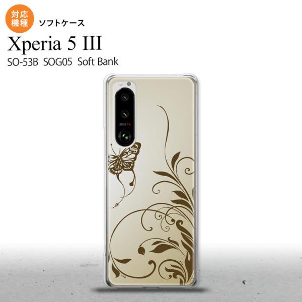 SO-53B SOG05 Xperia5III ケース ソフトケース 蝶と草 ゴールド風 オススメ ...