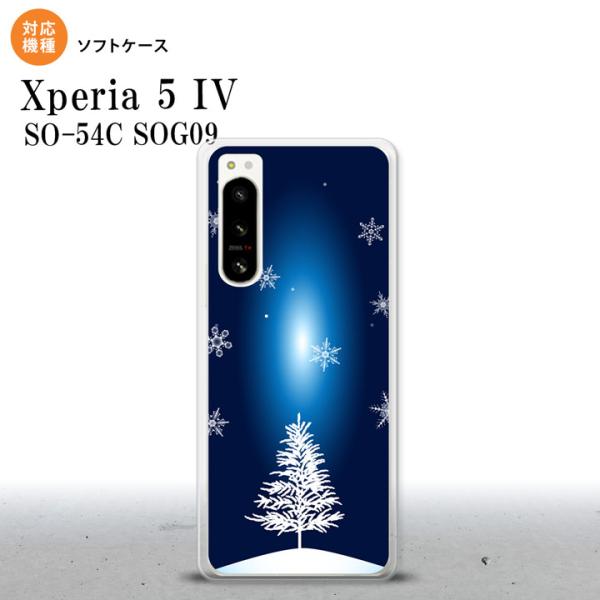 Xperia 5IV Xperia5IV スマホケース 背面ケースソフトケース 雪 ツリー 紺 nk...