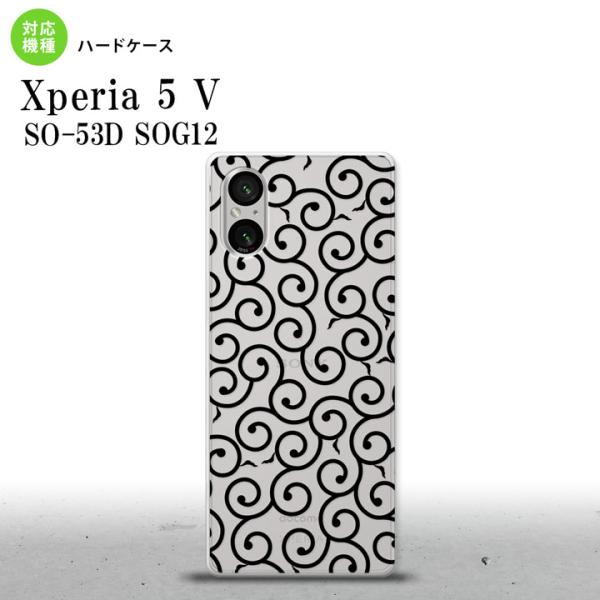 Xperia 5V Xperia 5V スマホケース 背面ケース ハードケース 唐草 クリア 黒  ...