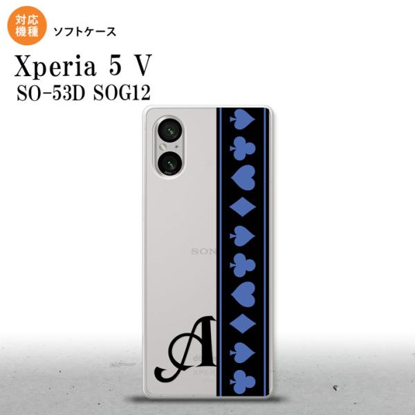 Xperia 5V Xperia 5V スマホケース 背面ケースソフトケース トランプ 帯 黒 青 ...