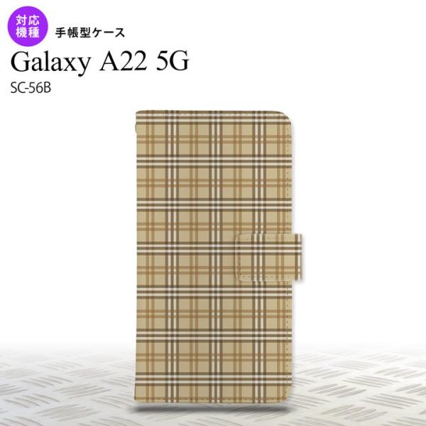 SC-56B Galaxy A22 手帳型スマホケース カバー チェック ベージュ  nk-004s...