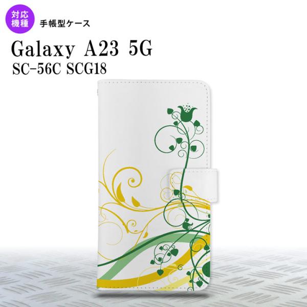 Galaxy A23 GalaxyA23 手帳型スマホケース カバー 草 ボタニカル 緑 黄  nk...