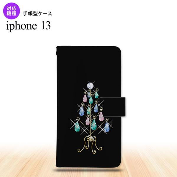 iPhone13 iPhone13 手帳型スマホケース カバー ツリーイヤリング 黒  nk-004...