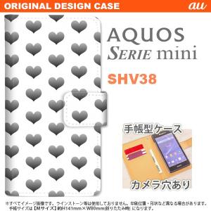 手帳型 ケース SHV38 スマホ カバー AQUOS SERIE mini アクオス ハート グレー nk-004s-shv38-dr016｜nk117