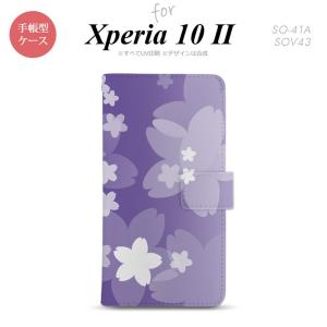 Xperia10 II 手帳型 スマホケース 全面印刷 おしゃれ ストラップホール有り 花柄 サクラ 紫 nk-004s-xp102-dr064｜nk117