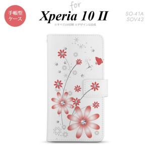 Xperia10 II 手帳型 スマホケース 全面印刷 おしゃれ ストラップホール有り 花柄 ガーベラ 透明 赤 nk-004s-xp102-dr072｜nk117
