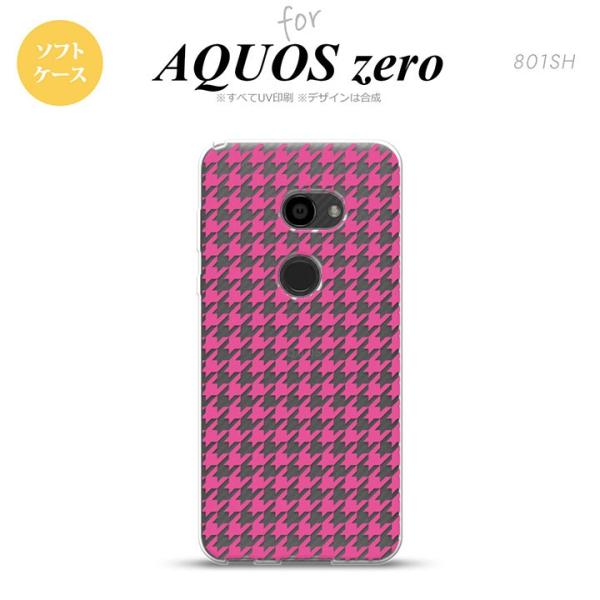 AQUOS zero アクオス ゼロ 801SH スマホケース カバー ソフトケース 千鳥柄 ピンク...