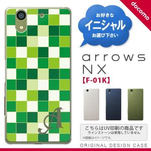 F01K スマホケース arrows NX ケース アローズ エヌエックス イニシャル スクエア 緑 nk-f01k-1022ini｜nk117