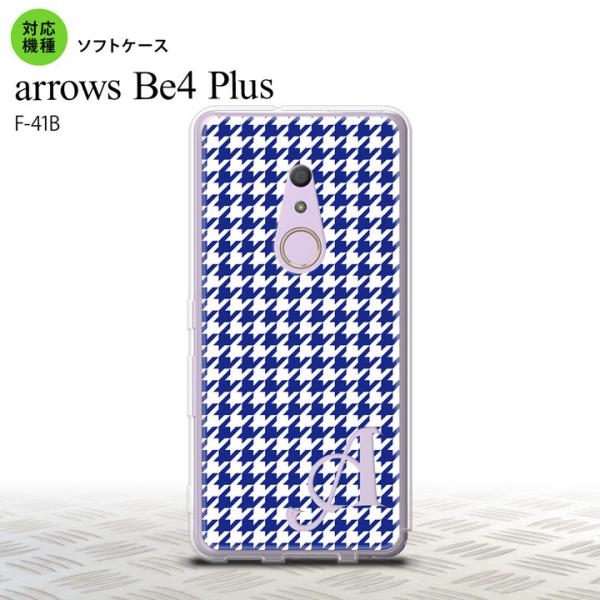 F41B arrows Be4 Plus スマホケース ソフトケース 千鳥 格子 小 青 白 +アル...