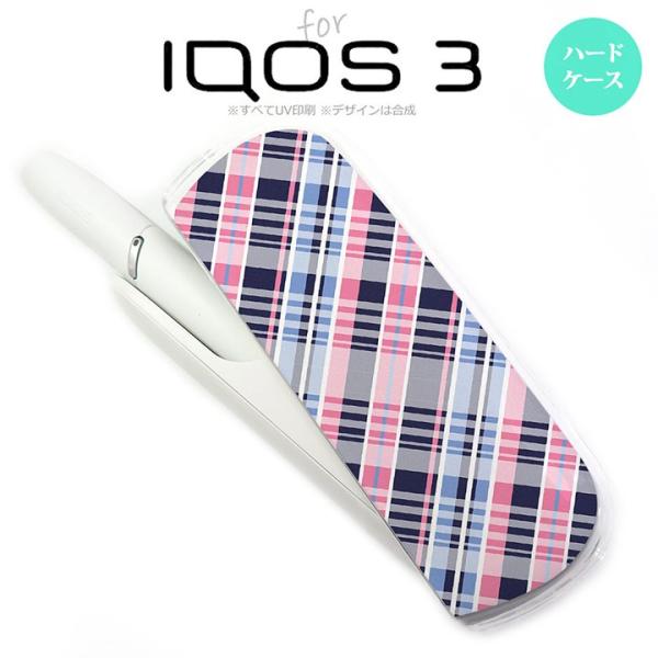 iQOS3 アイコス3 iqos3  ケース カバー ハード チェックA ピンク青 nk-iqos3...