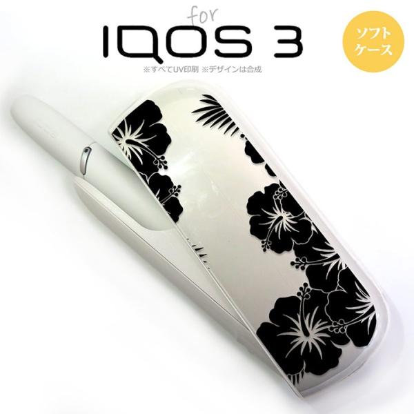 iQOS3 アイコス3 iqos3  ケース カバー ソフト ハイビスカスC クリア×黒 nk-iq...