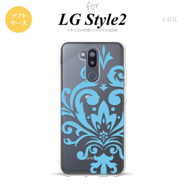 L-01L LG style2 スマホケース カバー ダマスク D 水色 nk-l01l-tp103...