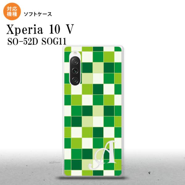 Xperia10V Xperia10V スマホケース 背面ケースソフトケース スクエア モザイク 緑...