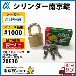 アルファ　南京錠　1000シリーズ　1000ｘ30ｍｍ　同一キー 20E30｜nkj-yh