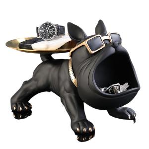 樹脂犬 像 装飾的 収納トレイ 犬 彫刻 家 装飾 リビングルーム｜nkp-sutoa