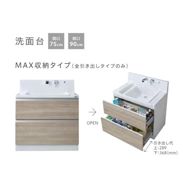 ココッシュ　マックスタイプ　洗面台750×560×1000　H800　扉A　バリエーション多様選択可...