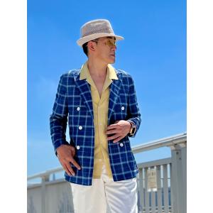 メンズ春夏ダブルジャケット ダークグレー チョークストライプ 40代 50