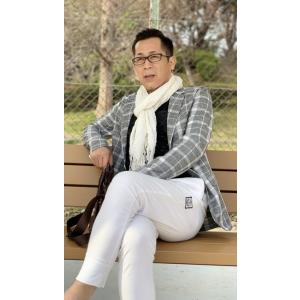 メンズ春夏シングルジャケット　グレー　翁格子　40代　50代