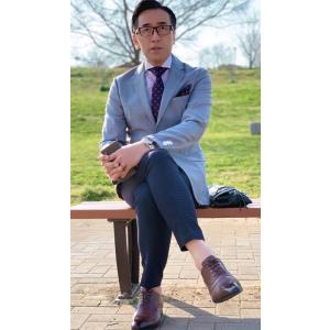 メンズ春夏シングルジャケット　グレー　グレンチェック　40代　50代