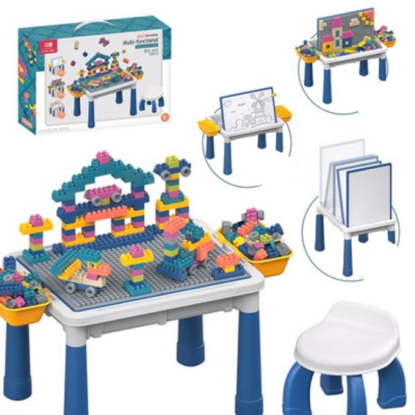 ☆椅子&amp;ブロック付き☆  子ども用　多機能テーブル　ブロック遊び　お絵描き　水遊び　勉強机などに　　