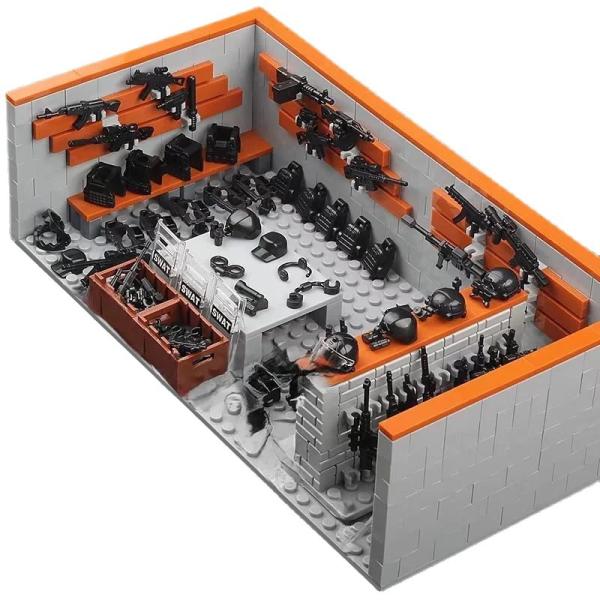 ☆国内発送☆ レゴ　互換　基地　武器庫　ミニフィグ付き　武器　大量　( LEGO風　軍隊　兵隊　警察...