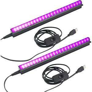 ブラックライト led 紫外線ライト ２本 10W USB給電式 ブラック ライト 蛍光灯 UVライト レジン用 硬化ライト 紫外線 ライト 385~410 nm 結婚式 パー｜nn-style