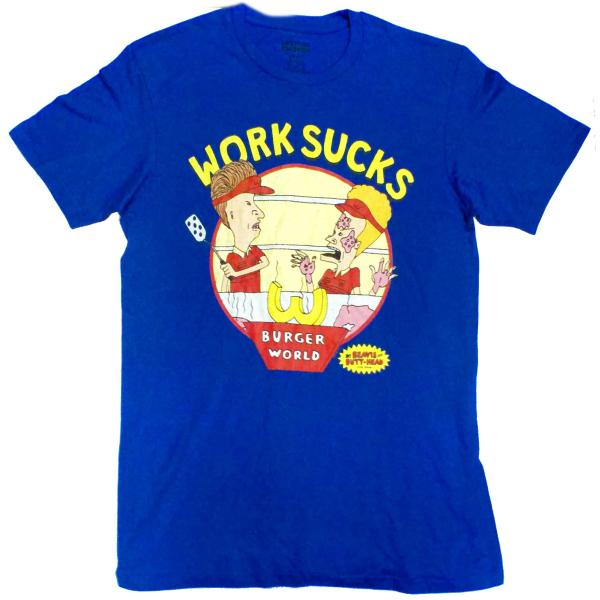 【BEAVIS AND BUTT-HEAD】ビービスアンドバットヘッド「WORK SUCKS」Tシャ...