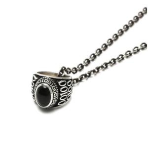 【JAM HOME MADE 】BABY COLLEGE RING NECKLACE -ONYX- J-NC073 ジャムホームメイド ベビーカレッジリングネックレス オニキス SILVER925 シルバー｜no-target-nagi