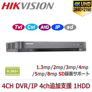 [HIKVISION] 防犯カメラ CCTV  録画機 TVI AHD CVI SD録画サーポト H.265+  1HDD装着可能 4CH DVR DS-7204HTHI-K1｜no1cctv