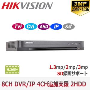 [HIKVISION] 防犯カメラ 300万画素 高画質 POC CCTV HD-TVI 8CH 録画機 3メガピクセル H.265+ 対応 デジタルレコーダー 8CH DVR DS-7208HQHI-K2/P