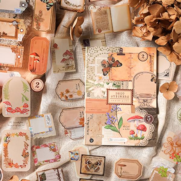 シールブック フレークシール 130枚セット アンティークデザイン コラージュ デコレーション ステ...