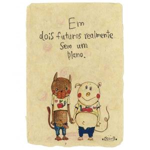 選べる3P￥555対象商品 KU34 くぼたあさみ アートポストカード （Em dois futuros realmente sem um plano) はがき 絵葉書 メッセージカードの商品画像