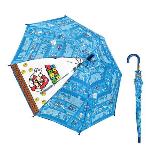 70133 Js スーパーマリオ ブロック キッズ傘 50cm 長傘 8本骨 子供傘 ジャンプ ワン...