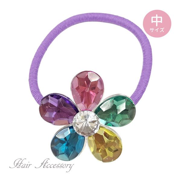 【ネコポス便発送可】PYK-2484 コンチョポニー カラフルフラワーストーン 中 ヘヤーアクセサリ...