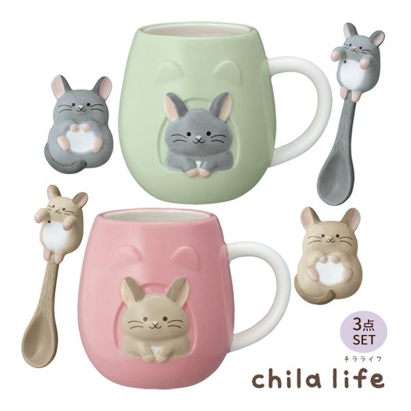 MG-47371-76-SET chila life チンチラ箸置き・スプーン・壺マグ3点セット マ...