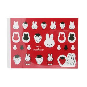 【ネコポス便発送可】BS24-47 スクエア ミッフィー メモパッド シール付 MIFFY STRAWBERRY ディックブルーナ うさぎ いちご メモ帳 4柄 64枚｜noahs-ark