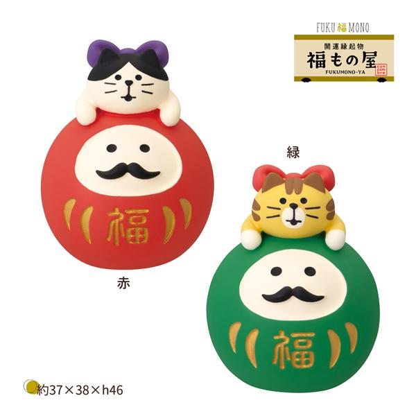 ZCB-29608-09「だるまLOVE猫（赤・緑）」開運縁起物 福もの屋 FUKUMONO-YA ...